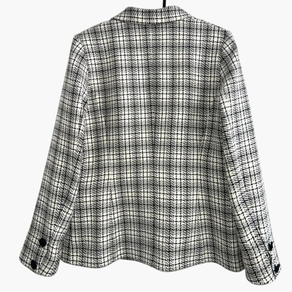 Vintage Violante Black White Check shoulder pad Double breasted blazer 40 Medium - Picture 2 of 8
